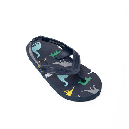 Zori Kids Flip Flops in Blue Dino