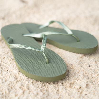 Zori Days Womens Flipflops in Oil Green