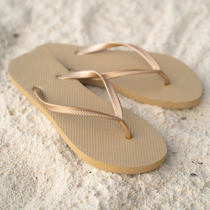 Zori Days Womens Flipflops in Gold